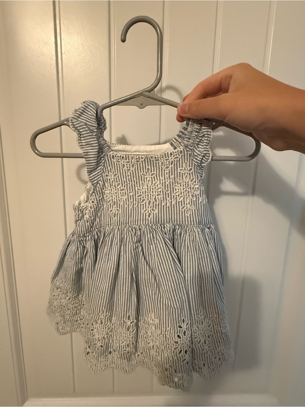 GAP Light Blue and White Striped Eyelet Dress for Girls